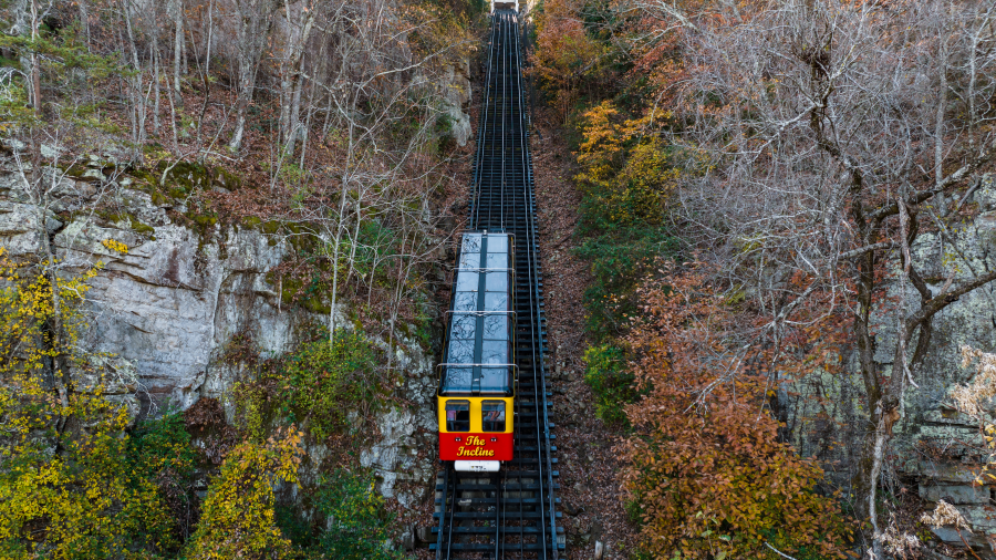 Aerial Image of the Incline in Fall